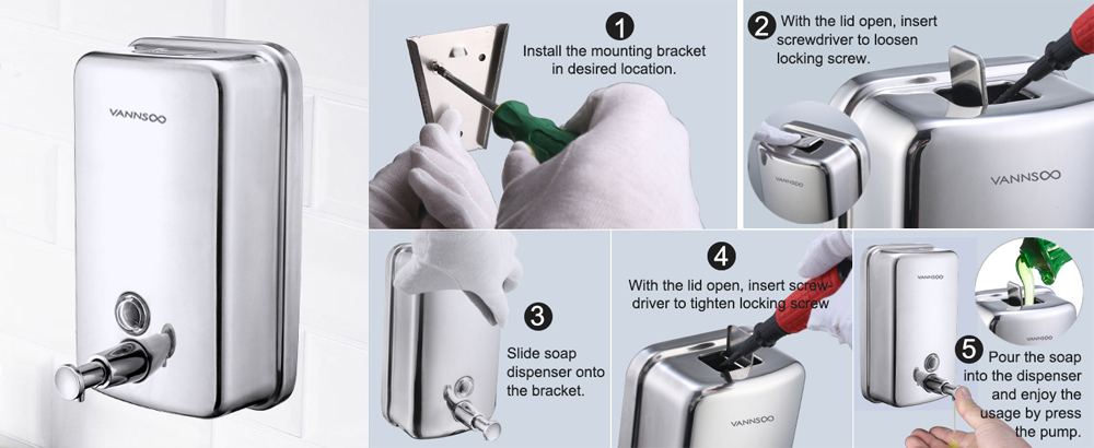 How to Install the Stainless Steel Hand Soap Dispenser on the Wall