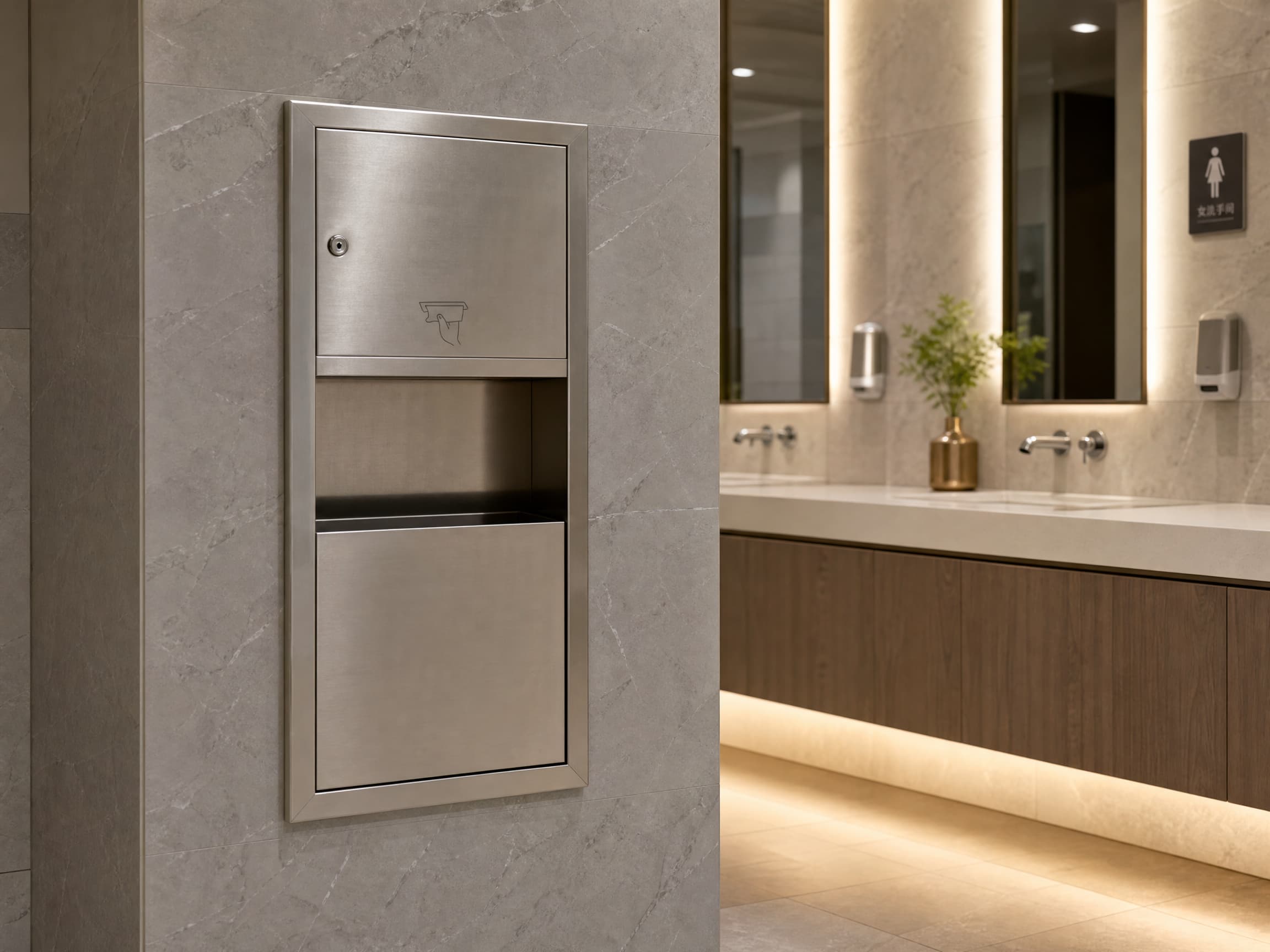 VANNSOO Recessed Stainless Steel Multi-purpose Unit – All-in-One Upgrade for Commercial Restrooms